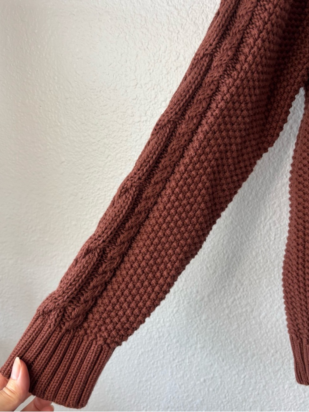Quince Women's 100% Organic Cotton Oversized Cable Cardigan Small Redwood Brown - Picture 6 of 10